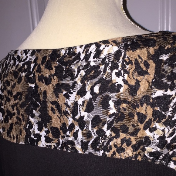 Allison Daley Ladies Long Sleeve Top Black Animal Print Lace Accents Size Large - Picture 5 of 9